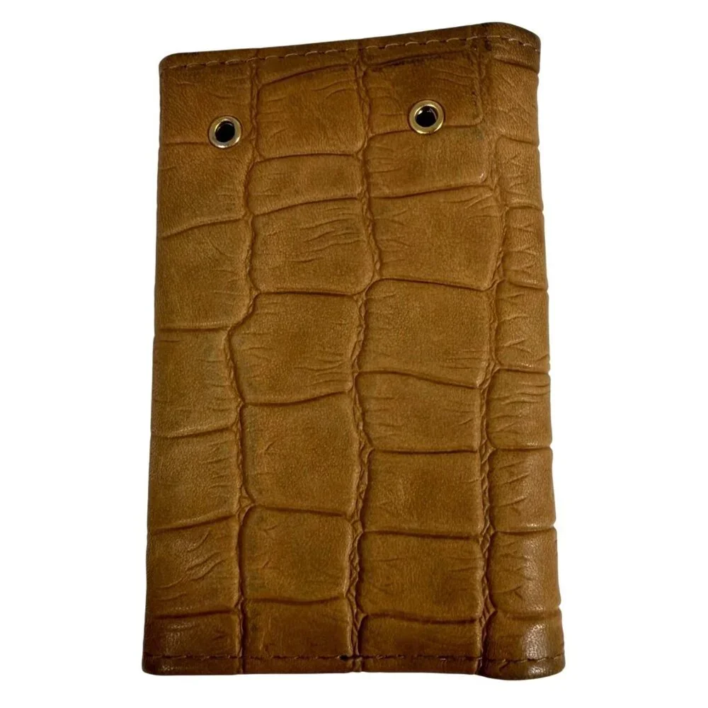 Vintage Buxton Key Tainer Croc Embossed Leather Trifold Key Holder Organizer